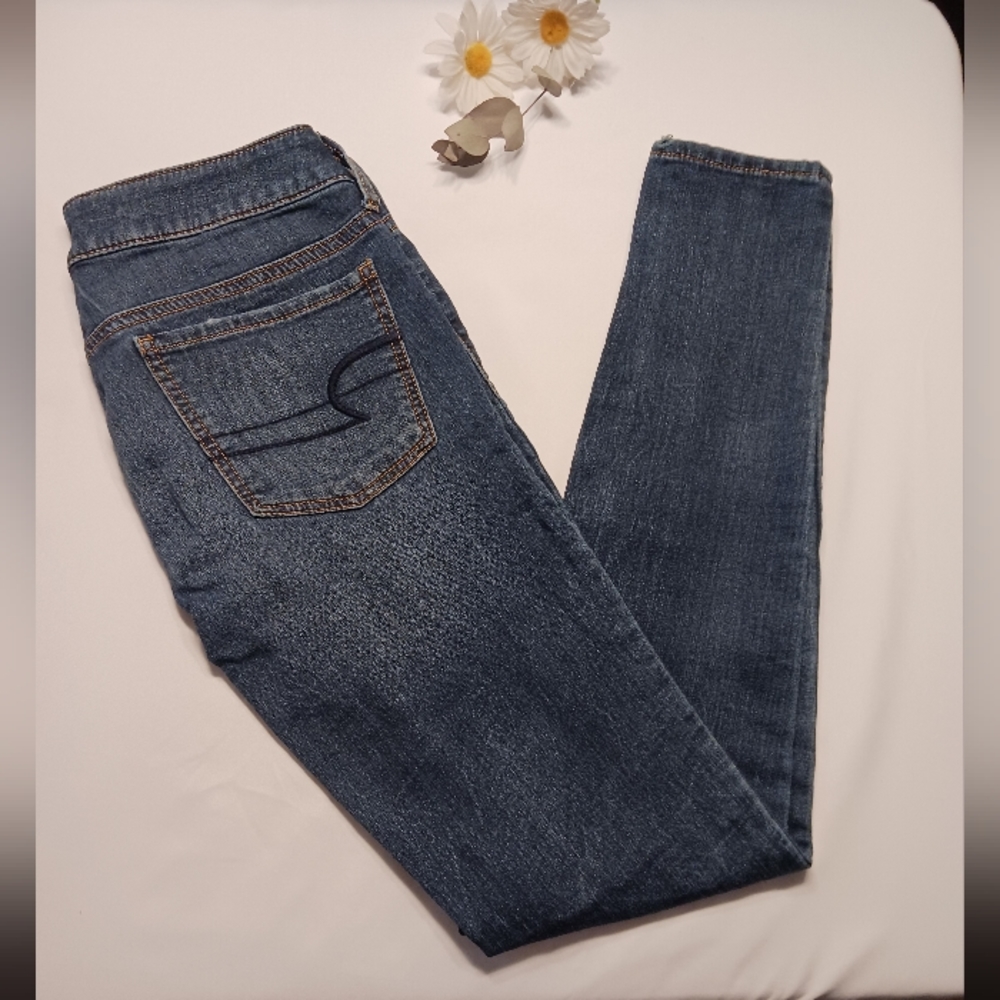 American Eagle dark wash skinny jeans,jegging stretch Size:2 short